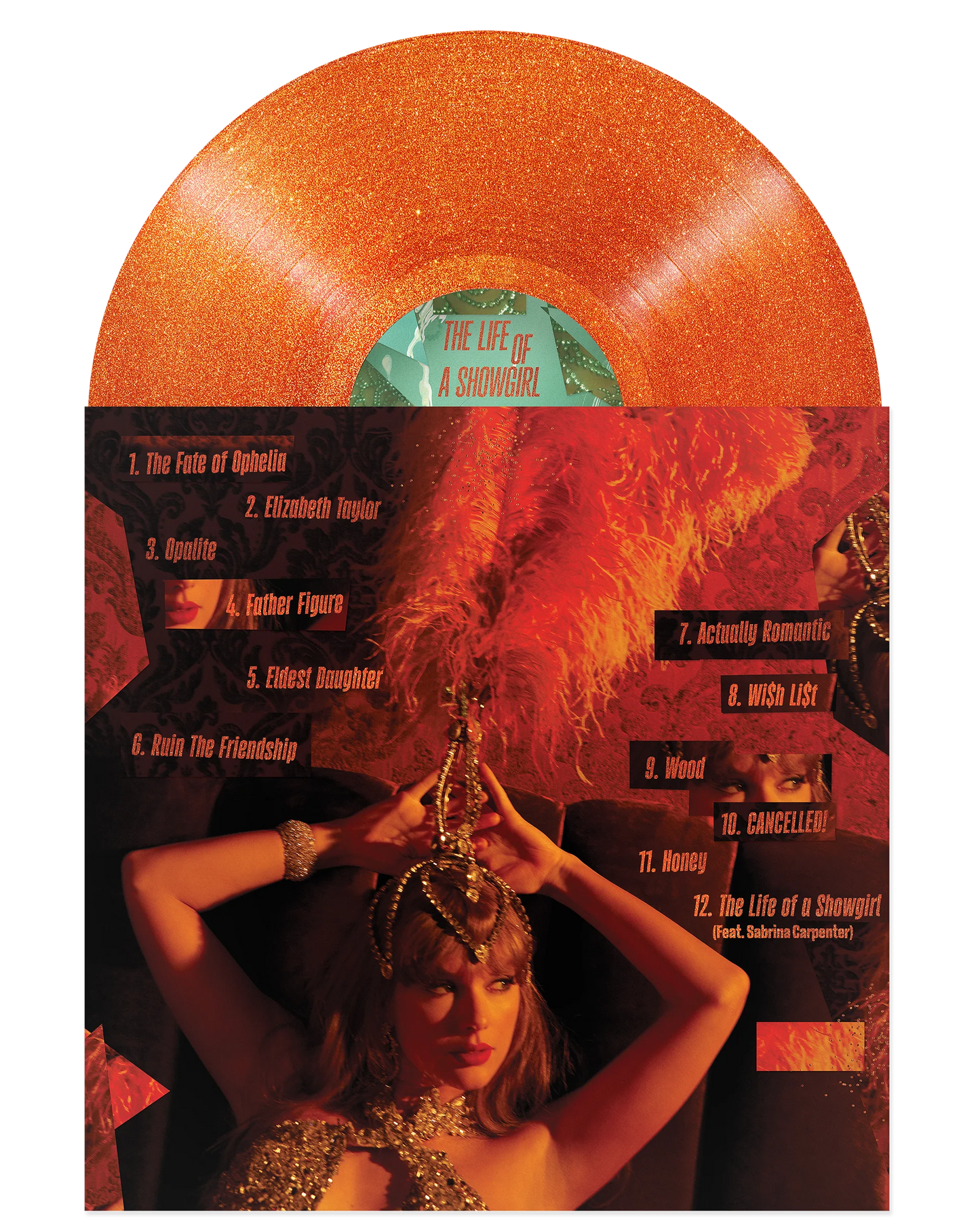 Taylor Swift - The Life of a Showgirl: Sweat and Vanilla Perfume Portofino Orange Glitter Vinyl