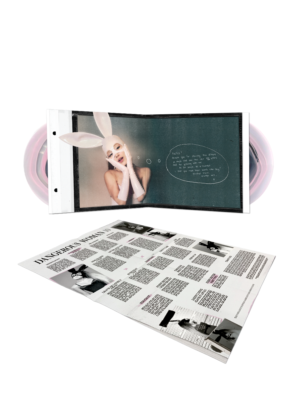 dangerous woman tenth anniversary edition: pink and black in clear 2lp vinyl